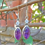 Amethyst & Rainbow Moonstone Facetted 925 Sterling Silver Earring