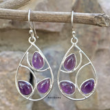 Amethyst Leaf Sterling Silver Earring