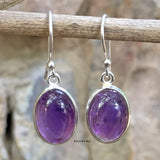 Amethyst Dainty Oval Sterling Silver Earring