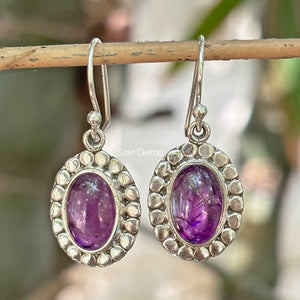 Amethyst Tribal Sterling Silver Earring