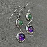 Amethyst & Green Aventurine Sterling Silver Earring