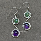 Amethyst & Green Aventurine Sterling Silver Earring