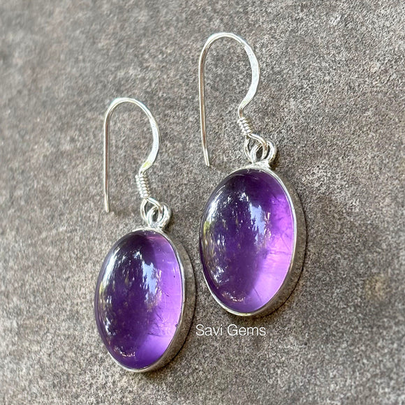 Amethyst Oval Sterling Silver Earring