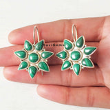 Malachite Flower Sterling Silver Earring