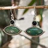 Green Aventurine & Black Onyx Evil Eye Sterling Silver Earring