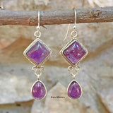 Amethyst Kite 925 Drop Sterling Silver Earring