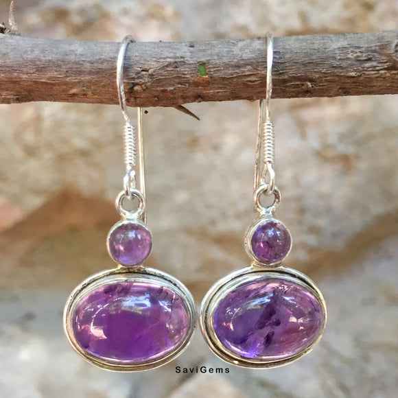 Amethyst Drop Sterling Silver Earring