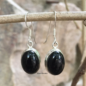 Black Onyx Oval 925 Sterling Silver Earring