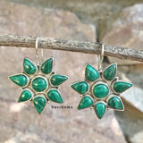 Malachite Flower Sterling Silver Earring