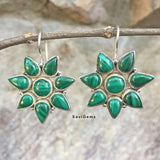 Malachite Flower Sterling Silver Earring