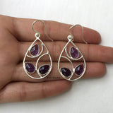 Amethyst Leaf 925 Sterling Silver Earring