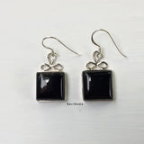 Black Onyx Square Bow 925 Sterling Silver Earring