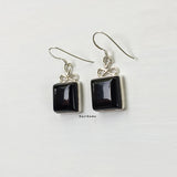 Black Onyx Square Bow 925 Sterling Silver Earring