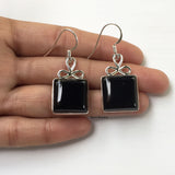 Black Onyx Square Bow 925 Sterling Silver Earring