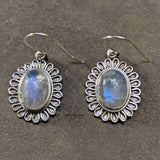 Rainbow Moonstone Sunflower Sterling Silver Earring