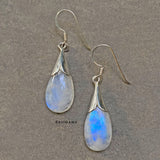 Rainbow Moonstone Petal Sterling Silver Earring