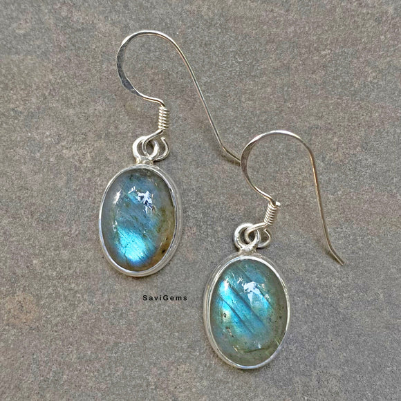 Labradorite Oval Sterling Silver Earring