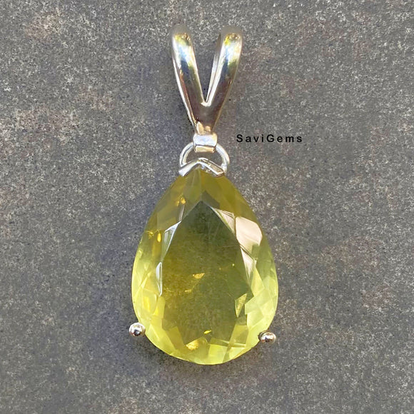 Lemon Topaz Facetted Teardrop Pendant