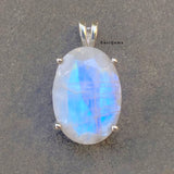 Natural Rainbow Moonstone 925 Sterling Silver Pendant