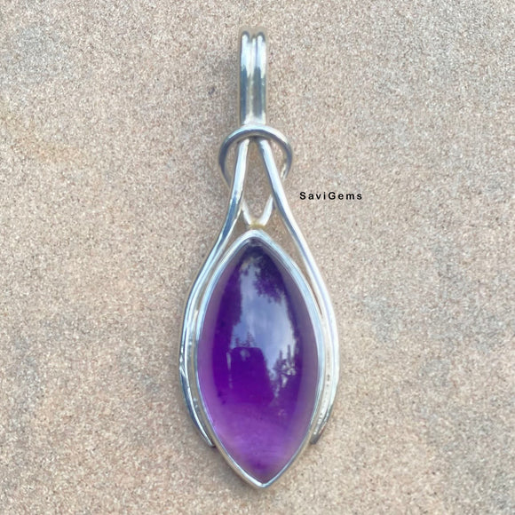 Amethyst Knot 925 Sterling Silver Pendant