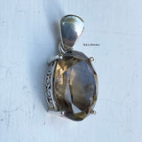 Natural Smoky Quartz Oval Sterling Silver Pendant