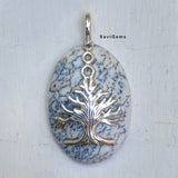 Merlinite Agate Tree Sterling Silver Pendant