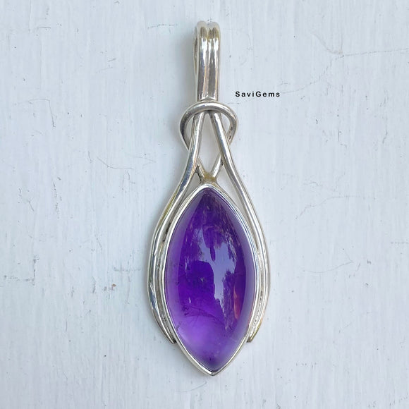 Amethyst Knot 925 Sterling Silver Pendant