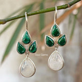 Malachite & Rainbow Moonstone Sterling Silver Earring