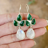 Malachite & Rainbow Moonstone Sterling Silver Earring