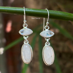 Rainbow Moonstone Eye Sterling Silver Earring