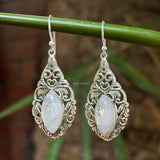 Rainbow Moonstone Filigree Sterling Silver Earring