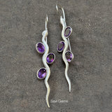 Natural Amethyst Snake 925 Sterling Silver Earring