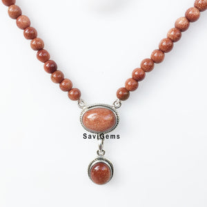 Golden Sunstone Sterling Silver Necklace