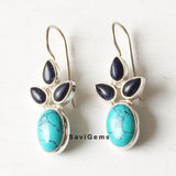 Turquoise & Blue Sunstone Sterling Silver Earring