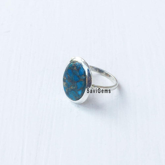 Blue Copper Turquoise Sterling Silver Ring