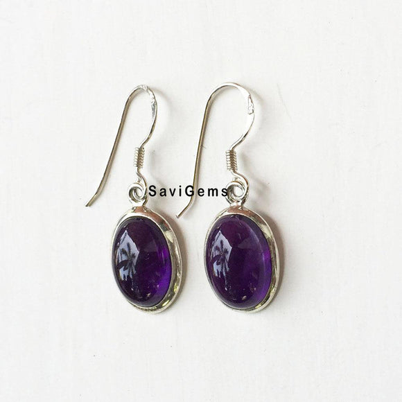 Amethyst Oval Solid Sterling Silver Earring