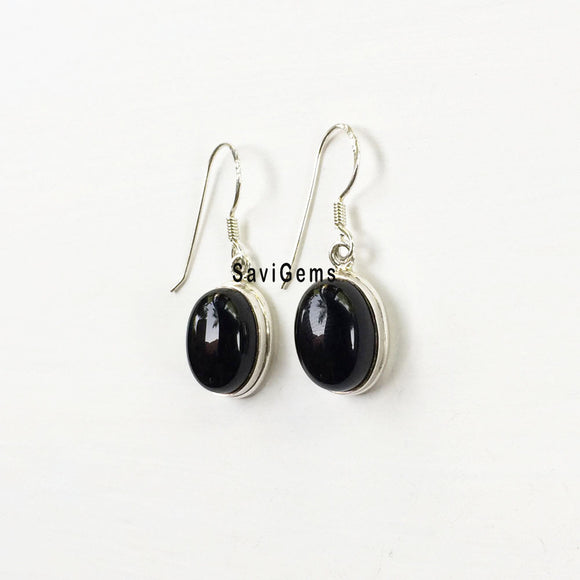 Black Onyx Oval Sterling Silver Earring