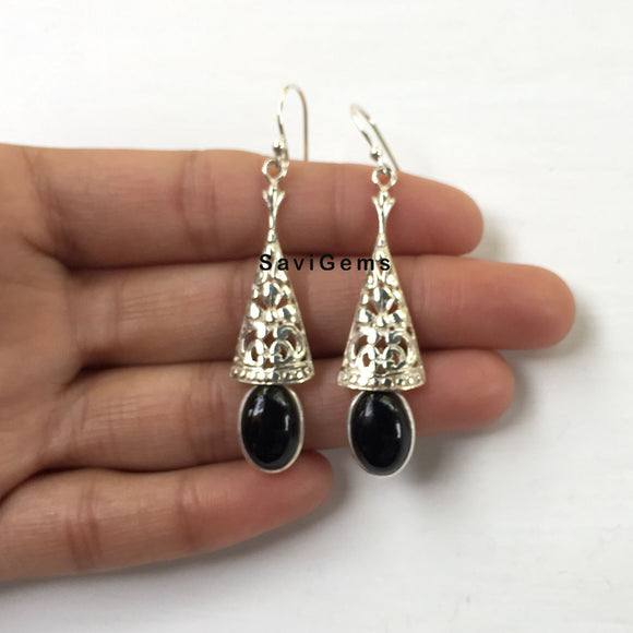 Black Onyx Bell Sterling Silver Earring