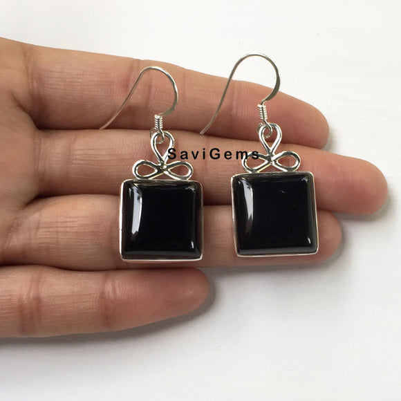 Black Onyx Bow Sterling Silver Earring