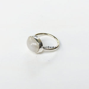 Rainbow Moonstone Oval Sterling Silver Ring