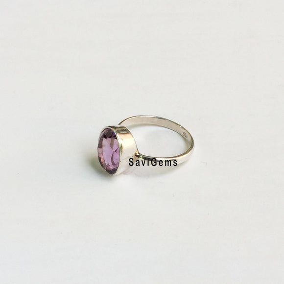 Amethyst Facetted Sterling Silver Ring