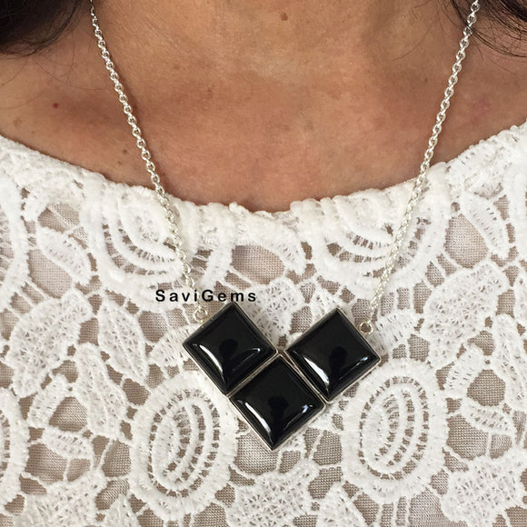 Black Onyx Sterling Silver Necklace