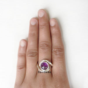 Amethyst Twist Sterling Silver Ring